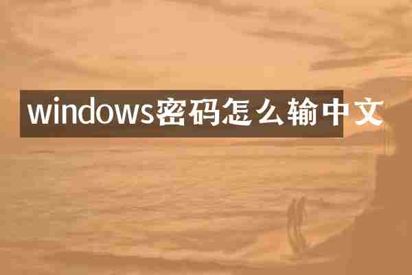 windows密码怎么输中文