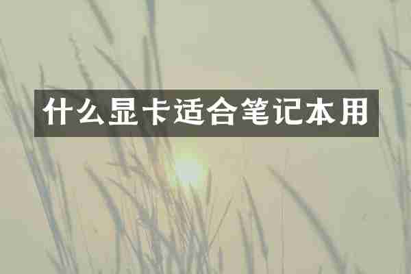 什么显卡适合笔记本用