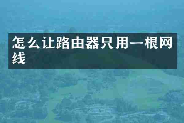 怎么让路由器只用一根网线