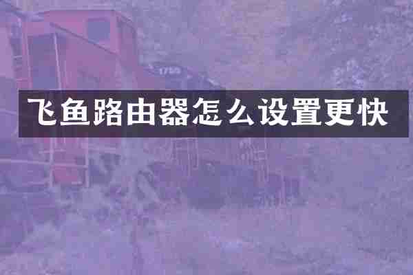 飞鱼路由器怎么设置更快