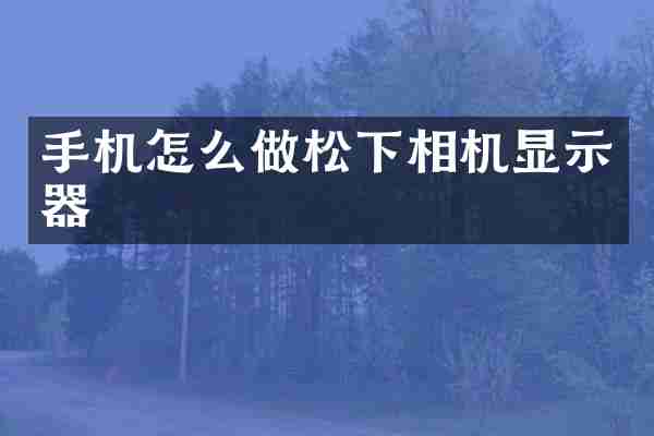 手机怎么做相机显示器
