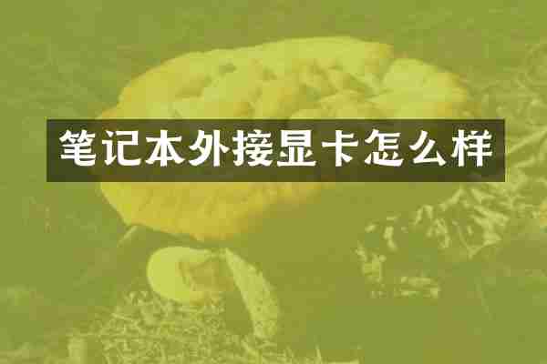 笔记本外接显卡怎么样