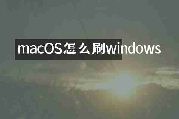macOS怎么刷windows