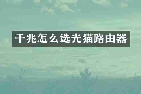 千兆怎么选光猫路由器