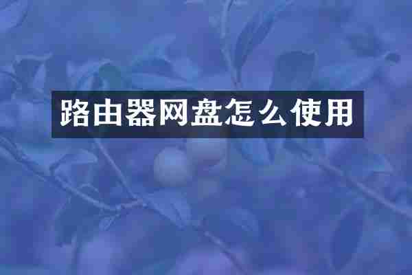 路由器网盘怎么使用