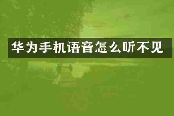 华为手机语音怎么听不见