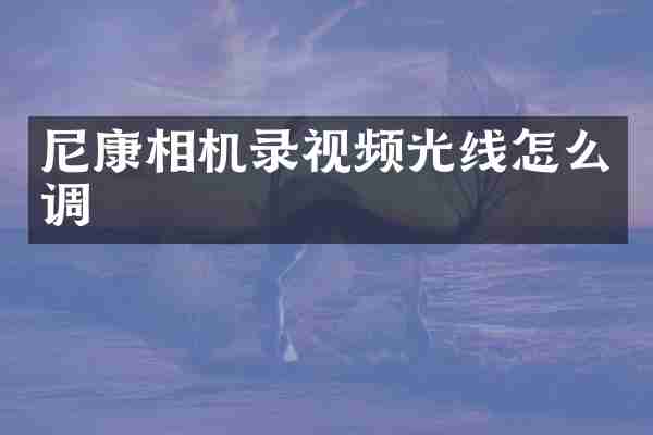 尼康相机录视频光线怎么调