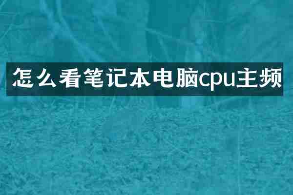 怎么看笔记本电脑cpu主频