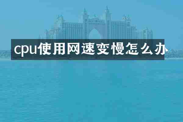 cpu使用网速变慢怎么办