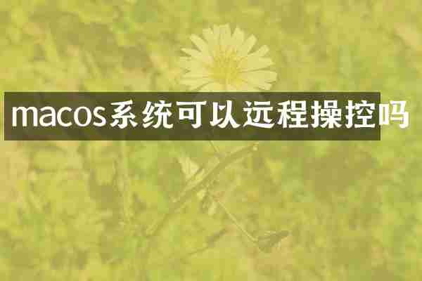 macos系统可以远程操控吗