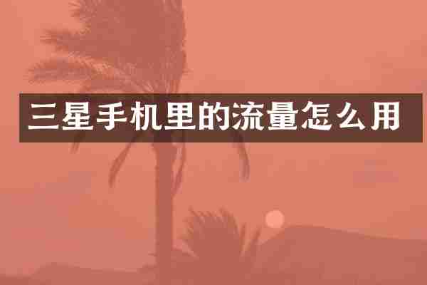三星手机里的流量怎么用
