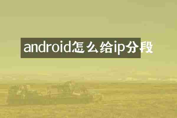android怎么给ip分段
