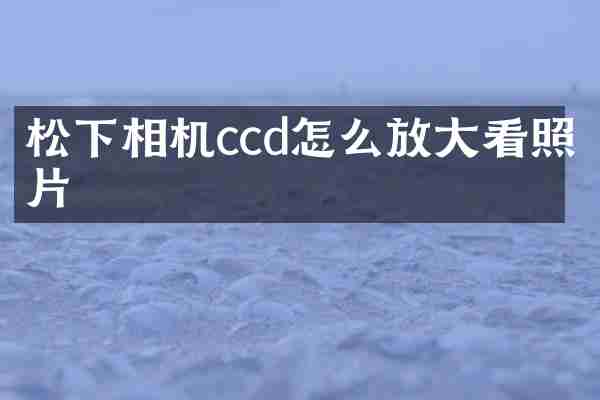 松下相机ccd怎么放大看照片