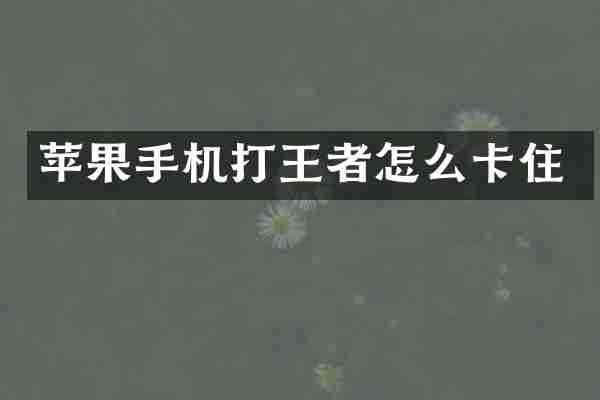 苹果手机打王者怎么卡住