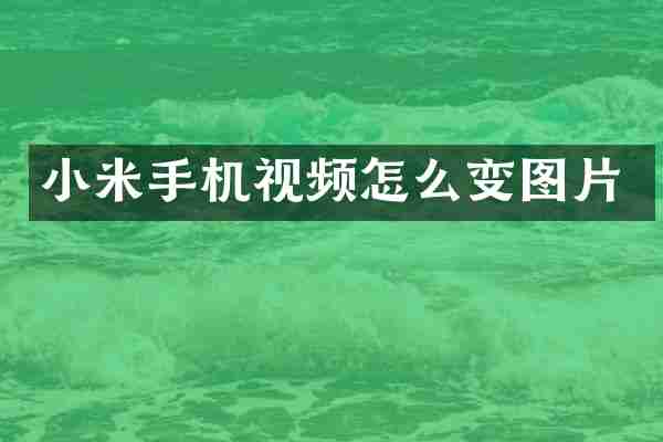 小米手机视频怎么变图片