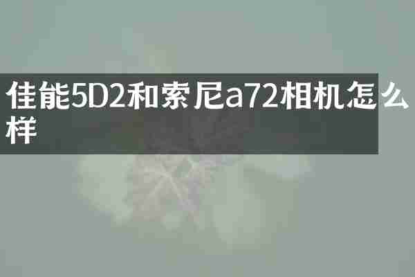 佳能5D2和索尼a72相机怎么样