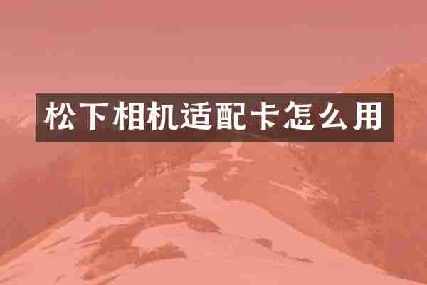 相机适配卡怎么用