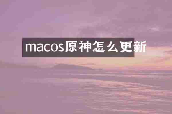 macos原神怎么更新