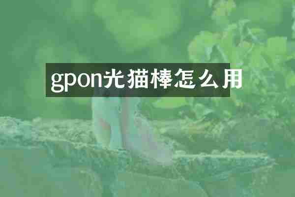 gpon光猫棒怎么用