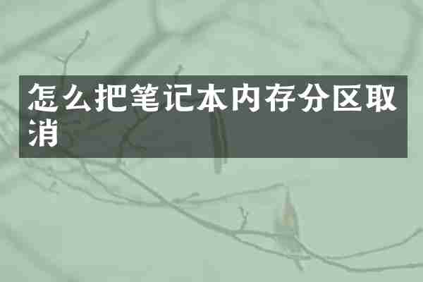 怎么把笔记本内存分区取消