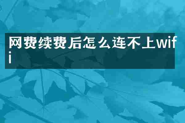 网费续费后怎么连不上wifi