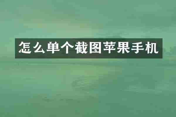 怎么单个截图苹果手机