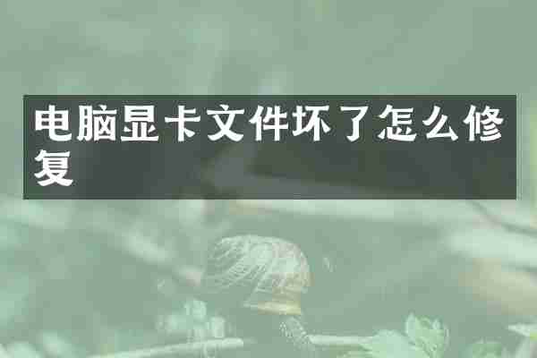 电脑显卡文件坏了怎么修复