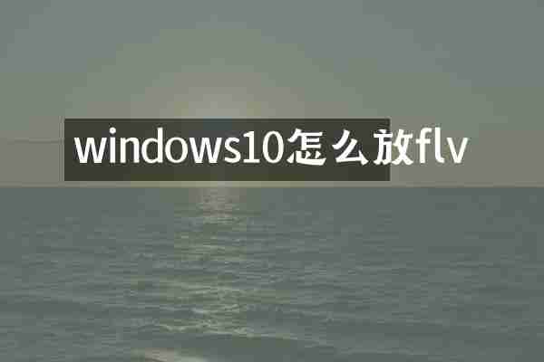 windows10怎么放flv