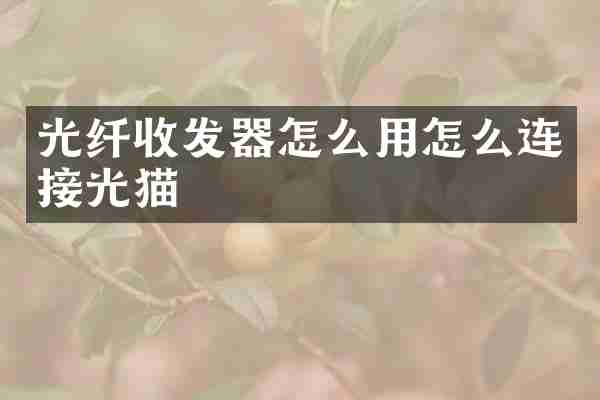 光纤收发器怎么用怎么连接光猫