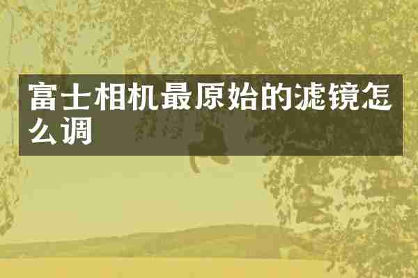 富士相机最原始的滤镜怎么调