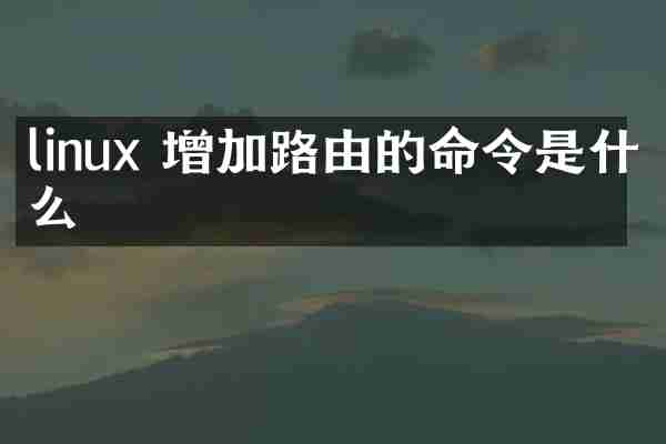 linux 增加路由的命令是什么