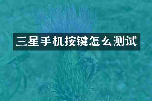 三星手机按键怎么测试