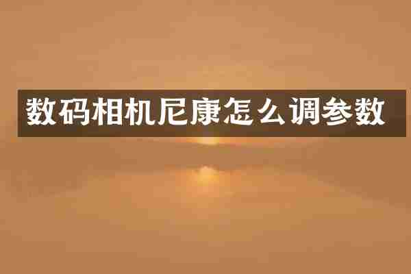 数码相机尼康怎么调参数