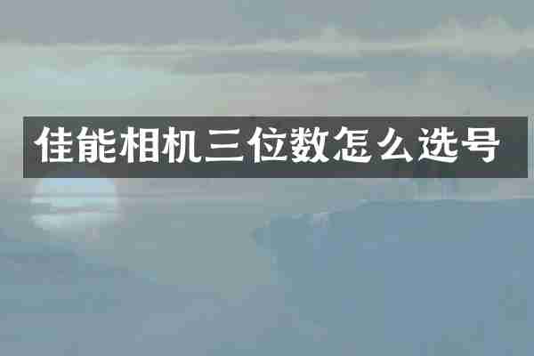 佳能相机三位数怎么选号