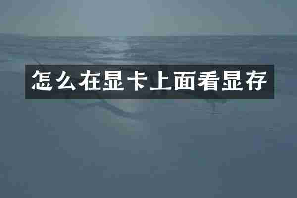 怎么在显卡上面看显存