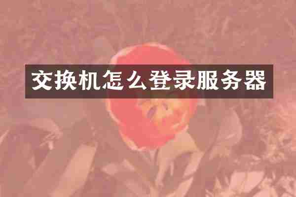 交换机怎么登录服务器