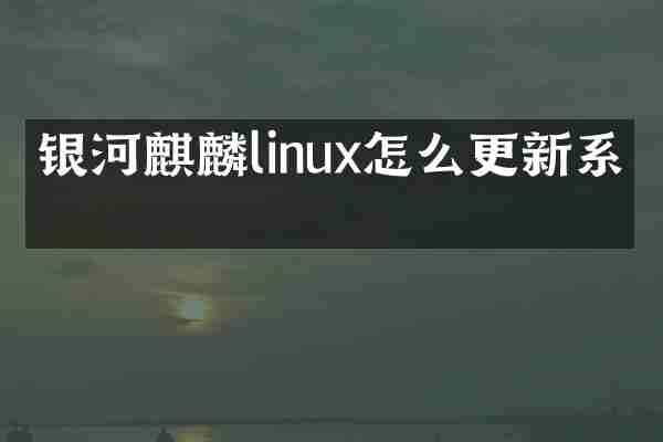 银河麒麟linux怎么更新系统