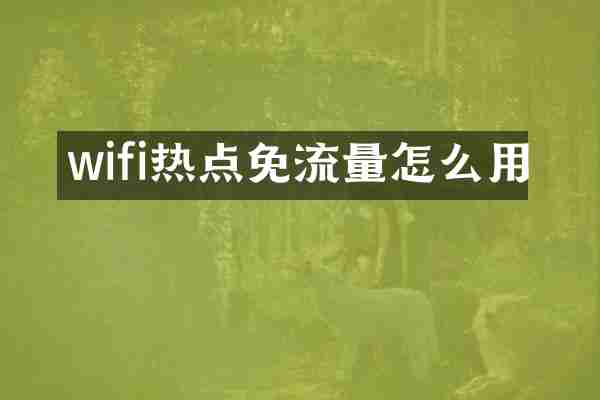 wifi热点免流量怎么用