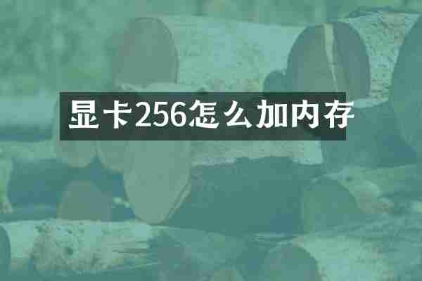 显卡256怎么加内存