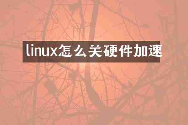 linux怎么关硬件加速