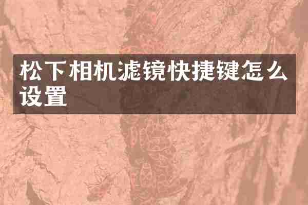 相机滤镜快捷键怎么设置