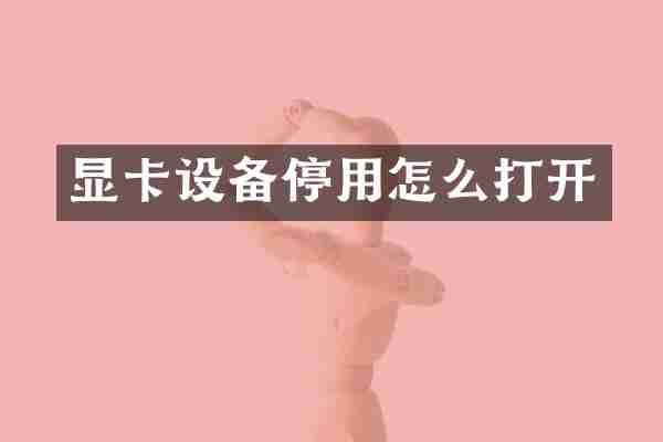 显卡设备停用怎么打开