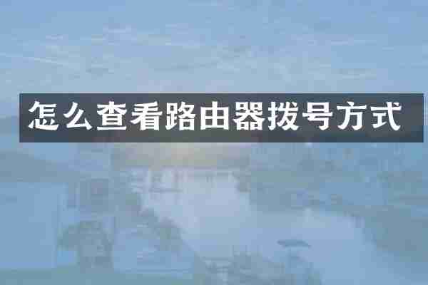 怎么查看路由器拨号方式