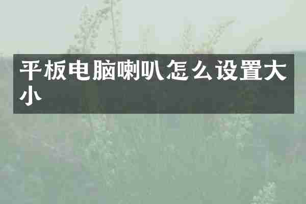 平板电脑喇叭怎么设置大小