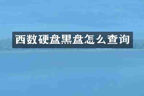 西数硬盘黑盘怎么查询