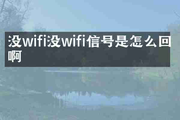 没wifi没wifi信号是怎么回事啊