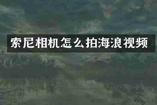 索尼相机怎么拍海浪视频