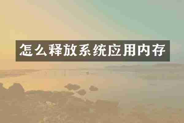 怎么释放系统应用内存
