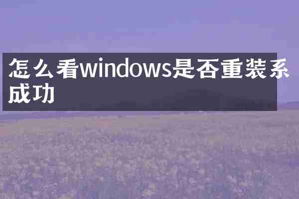 怎么看windows是否重装系统成功
