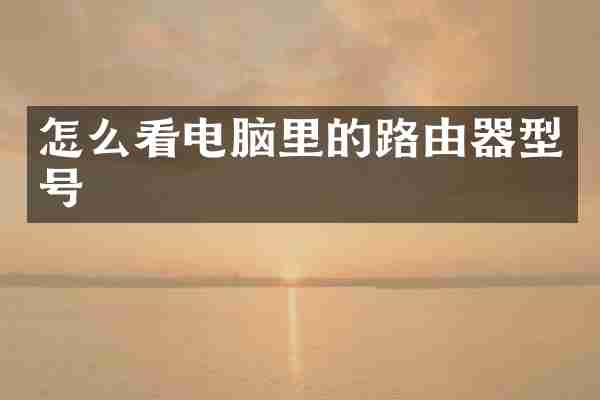 怎么看电脑里的路由器型号